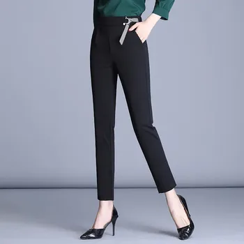 Siyah Streetwear İnce harem pantolon Kadınlar İçin 2022 İlkbahar Sonbahar Yeni Baggy Pantolon Elastik Bel Rahat kalem pantolon Kadın 0