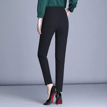Siyah Streetwear İnce harem pantolon Kadınlar İçin 2022 İlkbahar Sonbahar Yeni Baggy Pantolon Elastik Bel Rahat kalem pantolon Kadın 1
