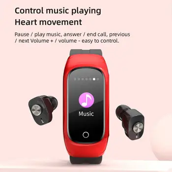 N8 Istihbarat Bilezik bluetooth kulaklık Kulakiçi akıllı saatler 2 in 1 müzik kontrol cihazı kalp hızı spor smartwatch