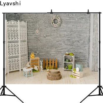 Lyavshi fotoğraf stüdyosu için arka plan vintage tuğla duvar bahar çit Paskalya bebek fotoğraf backdrop photocall photobooth