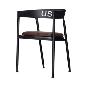 Demir Yemek Sandalyesi Boş Sandalye Müzakere Sandalye Amerikan katı ahşap Süt Çay Dükkanı kahve masası ve Sandalye Kombinasyonu 4