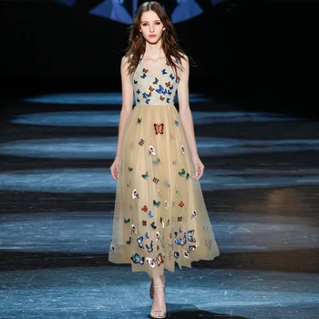 Elbise Tasarımcısı 2022 İlkbahar Yaz Yeni Kadın Vintage Şık Yüksek Kalite Dantel Örgü Nakış Moda Muhteşem Casual Parti Uzun 