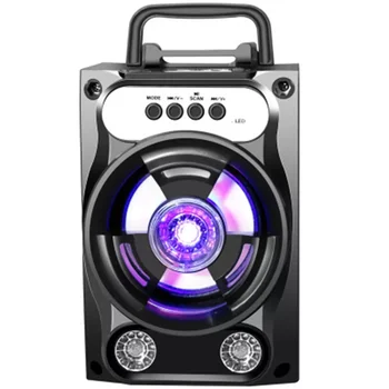 Mikrofonlu hoparlör Renkli led ışık Şarj Edilebilir Parti Karaoke Makinesi Destekler TF Kart / USB FM
