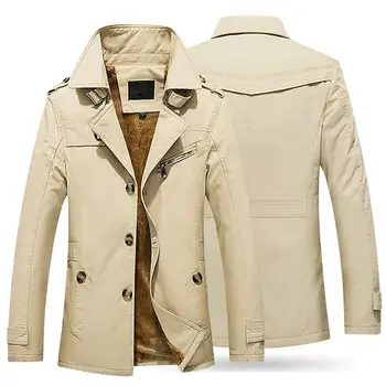 Şık erkek moda rahat düz renk kalınlaşmış ceket ceket kış rüzgarlık Slim Fit Coldproof