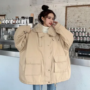 Bayan Takım Yastıklı Giyim Kadın Vahşi Kalınlaşma Kadife Retro Gevşek Kore Öğrenci Pamuk Kış Kadın Ceket Yeni Trend Tops