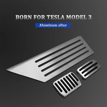 Alüminyum Alaşımlı Ayak Pedalı Tesla Modeli 3 Hızlandırıcı Gaz Yakıt Fren İstirahat Pedalı Pedleri Kapak Araba Aksesuarları