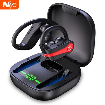 TWS Bluetooth mikrofonlu kulaklık Spor Kulak Kancası LED Ekran kablosuz kulaklıklar HiFi Stereo Kulakiçi Su Geçirmez Kulaklıklar