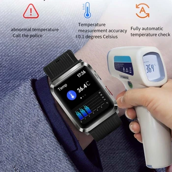 Profesyonel Sağlık akıllı saat hava pompası Hava Yastığı Gerçek Kan Basıncı Monitörü Kan Oksijen Vücut Sıcaklığı Erkekler Yaşlı Smartwatch