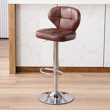 Rahat Döner yemek sandalyeleri Modern Deri Ucuz Ofis Salon Styling Sandalye Bar Tabureleri Paslanmaz Cadeira Ev Mobilyaları