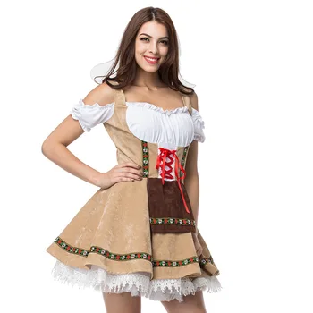 Geleneksel Alman Bira kadın kostümü Bavyera Oktoberfest Dirndl Elbise Kadınlar İçin Cosplay Cadılar Bayramı Partisi Elbise kız Kostüm