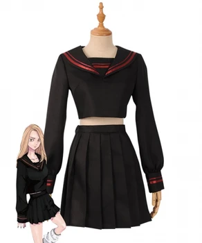 Tokyo Revengers Yuzuha Shiba Denizci okul üniforması Kız Etek Takım Elbise Parti Cadılar Bayramı Kadın Elbise Siyah Cosplay Kostüm E001