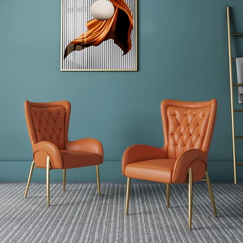 Nordi Lüks Sandalyeler Modern Deri Salon Minimalist Taht Salon yemek sandalyeleri Kol Dayama İle Tasarımcı Sillas Kütüphane Mobilyaları