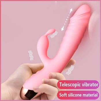Teleskopik ısıtma yapay Penis Tavşan vibratör bayanlara seks Oyuncakları Kadın Klitoral vibratörler G Spot Masturbator Çiftler Seks Ürünleri