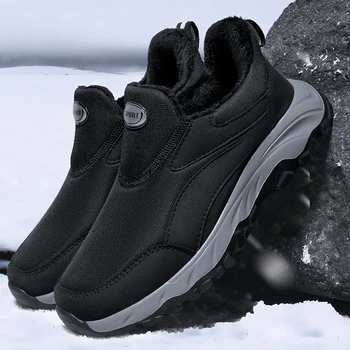 Yeni Erkek Kar Botları Su Geçirmez erkek yarım çizmeler Kış iş ayakkabısı Sıcak Tutmak Kürk erkek ayakkabısı Açık Yürüyüş Ayakkabısı peluş ayakkabı