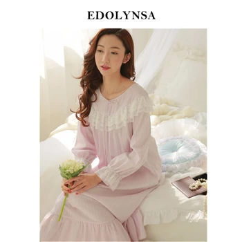 Yeni Geliş Ruffles Nightgowns Sleepshirts Dantel Pijama Uzun Pamuk Gecelik Eski Ev Elbise Seksi Uyku & Lounge #H94