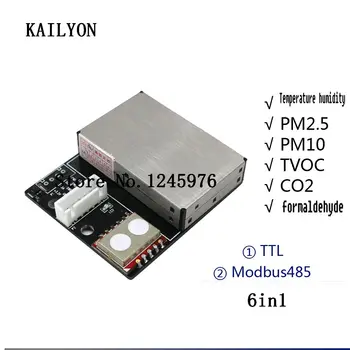 6in1 sensörü Son sensör PM2. 5 Hava parçacık toz sensörü + sıcaklık ve nem + TVOC + formaldehit + CO2 TTL seri çıkış