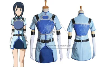 2016 Anime Sword Art Online Sachi Cosplay Kostüm Mavi Renk Seti Tüm Boyut