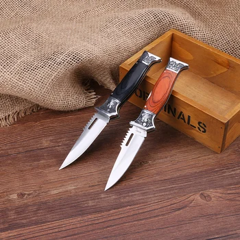 Ücretsiz kargo Çok Keskin Küçük Katlanır Bıçak Çakı Taktik av bıçağı ahşap Saplı Açık ARALIK Araçları