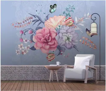 özel fotoğraf 3d duvar kağıdı Minimalist elle çizilmiş çiçek kelebek arka plan ev dekor 3d duvar resimleri duvar kağıdı duvar 3 d
