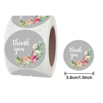 1.5 İnç Çiçek Teşekkür Ederim Çıkartmalar 500 Adet Altın Folyo Beyaz Kağıt Etiket İş Ambalaj, düğün, parti İyilik, Zarflar 4