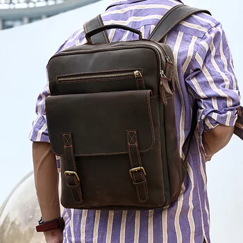 AETOO Avrupa ve Amerikan inek derisi sırt çantası iş moda omuz bilgisayar sırt çantası çılgın at deri retro seyahat çantası le