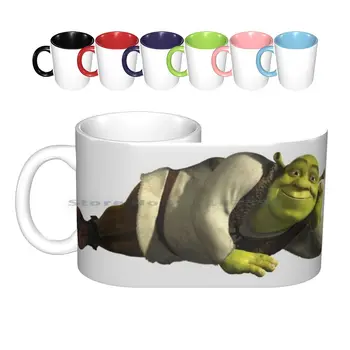 Bataklığıma gel-Shrek Seramik Kupalar Kahve Fincanları Süt Çay Bardağı Shrek Meme Komik Ogre Fiona Film Yeşil Eşek Bataklık Shrek Film