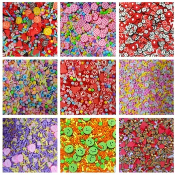 10g Mix Toplu Kawaii Kalp Kil Nail Art Charms Karikatür Yıldız Kil Tırnak Süslemeleri Dilimleri Renkli Kar Taneleri Çiçek tırnak mücevheri