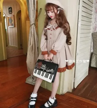 kawaii kız gotik Japon saray tatlı lolita derss vintage o-boyun ilmek viktorya dönemi tarzı elbise lolita op loli cos
