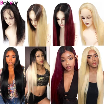 Ombre Dantel ön peruk insan saçı Ön Koparıp Düz 13x4 HD dantel ön peruk s Siyah Kadınlar İçin Brezilyalı Remy İnsan Saçı Bestsojoy