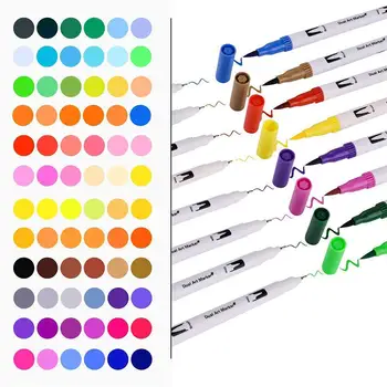 12/120 renk Çift Uçlu Fırça Kalemler 0.4 mm Fineliner Ucu ve 2mm Fırça Ucu Boyama Çizim Boyama işaretleme kalemleri Fırça İşaretleyiciler 1