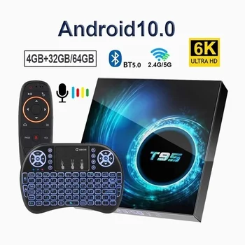 2022 T95 akıllı tv kutusu 6k 2.4 g & 5g Wifi Desteği BT 128g 6k 16g 32gb 64gb 4k Dört Çekirdekli Android 10 Set Üstü Kutu Medya Oynatıcı En İyi