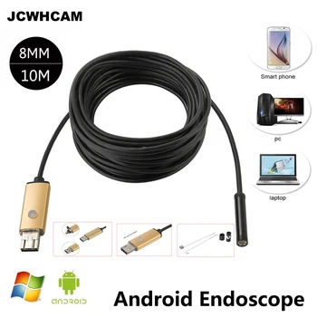 JCWHCAM 2017 Yeni 2MP 10 M Android USB Endoskop Kamera 8mm Lens Esnek USB Yılan Kamera HD 720 P Android USB Borescope Kamera