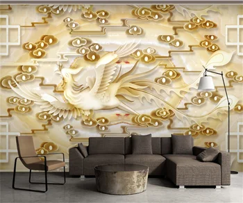 Avrupa ve Amerikan ışık lüks phoenix uğurlu bulut yeşim kabartma TV kanepe arka plan duvar tablosu otel duvar kağıdı kağıt