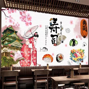 Özel Japon Kültürü Papel De Parede 3d duvar kağıdı Mutfağı Suşi Restoran Izakaya Endüstriyel Dekor Duvar Kağıdı 3D