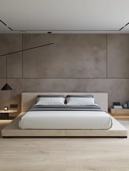 Italyan basit modern ışık lüks teknoloji kumaş yatak 2 m x 2 m3 ana yatak odası yatak tatami çift iniş düşük yatak