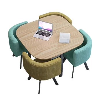 Iskandinav çağdaş minimalist dükkanı resepsiyon masası ve sandalye ofis dinlenme evi yemek odası ahşap masa ve sandalyeler 90 cm 1