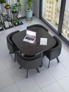 Iskandinav çağdaş minimalist dükkanı resepsiyon masası ve sandalye ofis dinlenme evi yemek odası ahşap masa ve sandalyeler 90 cm 3