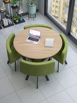 Iskandinav çağdaş minimalist dükkanı resepsiyon masası ve sandalye ofis dinlenme evi yemek odası ahşap masa ve sandalyeler 90 cm 4