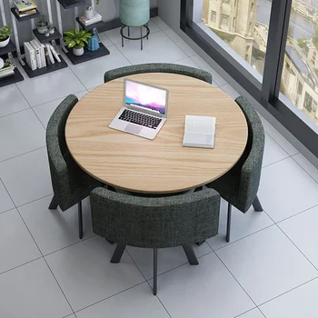 Iskandinav çağdaş minimalist dükkanı resepsiyon masası ve sandalye ofis dinlenme evi yemek odası ahşap masa ve sandalyeler 90 cm 5