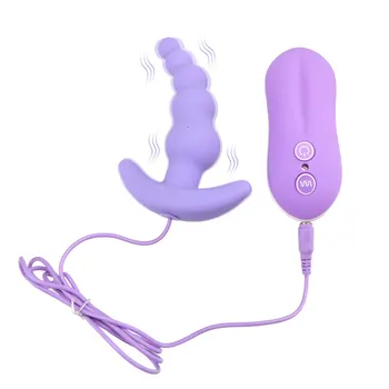 Titreşimli Anal Boncuk Erkek prostat masaj aleti Uzaktan Kumanda 10 Hızları Kadın Mastürbasyon Silikon Seks Oyuncak Anal Plug Vibratör 1
