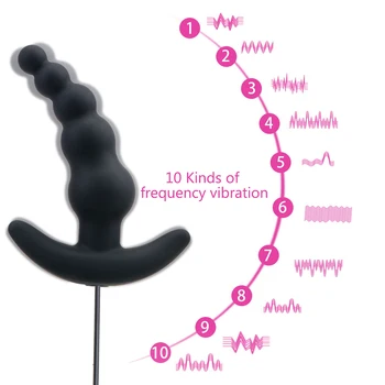 Titreşimli Anal Boncuk Erkek prostat masaj aleti Uzaktan Kumanda 10 Hızları Kadın Mastürbasyon Silikon Seks Oyuncak Anal Plug Vibratör 4