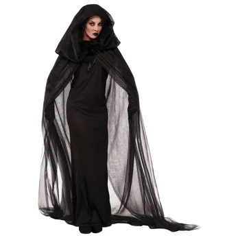 Cadılar bayramı Partisi Purim Karnaval Siyah Gotik Cadı Kostüm Kostümleri Kadınlar için Yetişkin Adulto Fantasia uzun elbise Cosplay Giyim