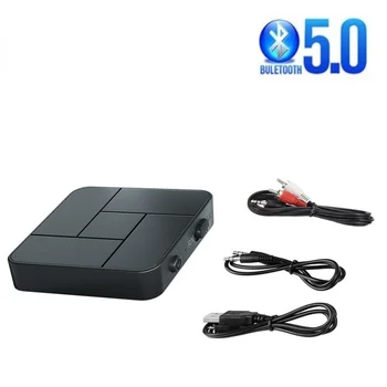 Bluetooth 5.0 Ses Alıcısı Verici 3.5 mm AUX Jack RCA USB Dongle Stereo Kablosuz Adaptör İçin Mic ile Araba TV PC Kulaklık