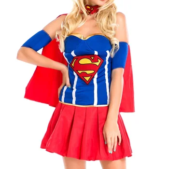 Seksi Supergirl Korse Kostüm Cadılar Bayramı Süper Kahraman Kostüm Kadınlar Seksi Cosplay Elbise süslü elbise Seksi Kostümleri