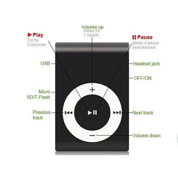 Arabalar Sürücü Mp3 Destek TF Mini Klip Metal USB MP3 Müzik Medya Oynatıcı (Rastgele Düğme Rengi) Kızlar için Müzik