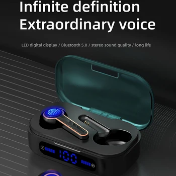 Bluetooth 5.0 Kablosuz Kulaklıklar Dokunmatik Kontrol Kulaklık Kulakiçi TWS Spor Kulaklık Gürültü İptal LED Ekran Su Geçirmez Kulaklık
