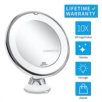Esnek makyaj aynası 10X Büyüteç Aynalar LED ışıklı Dokunmatik Ekran makyaj masası aynası Taşınabilir Tuvalet Masası Kozmetik Aynalar