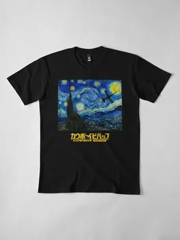 Kovboy Bebop X Van Gogh Kılıç Bir Yıldızlı Gece Siyah 2019 Yeni Pamuk Kısa Kollu Hip Hop Moda O-boyun Rahat T Shirt