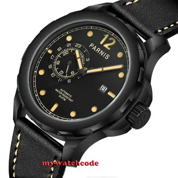 44mm Parnis siyah kadran aydınlık PVD Safir Cam miyato Otomatik mens Watch