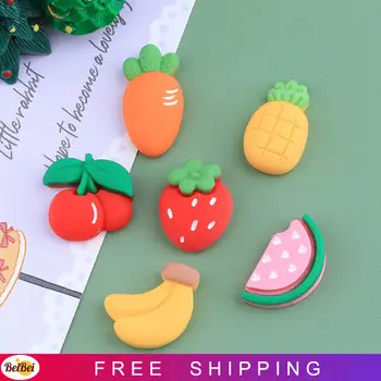 100 Adet Kawaii Simülasyon Çilek Kiraz Karpuz Muz Meyve Gıda Flatback Reçine DIY El Sanatları Dollhouse Takı Aksesuar